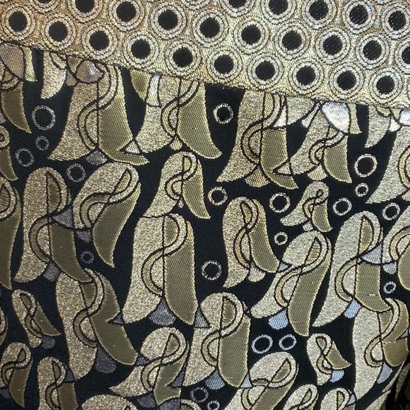 Victoria Beckham gold & black lame geometric print shirt dress - Picture 6 of 16